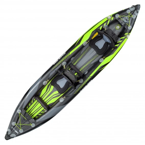 ExtaSea Race 385 2er Kajak Aufblasbar Drop-Stitch Schlauchboot Kajak Lime – Bild 4